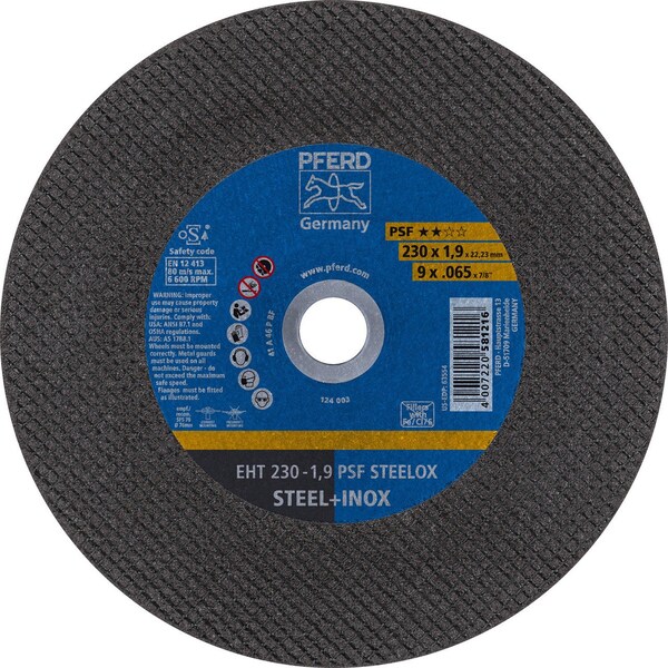 Pferd 63554 9in x .065in Cut-Off Wheel 7/8in AH A46P PSF-INOX Type 1 63554-PFERD - main